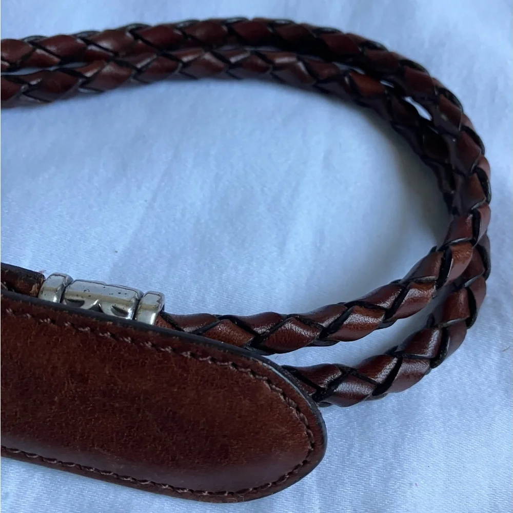 FOSSIL  Western Braided Classic Brown Leather Belt